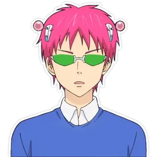 😦 Kusuo Saiki The Disastrous Life of Saiki K. anime, cabelo rosa, psíquico, comédia, Saiki Kusuo telegram sticker