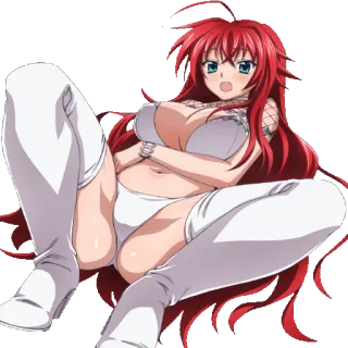 😦 Rias Gremory High School DxD Anime, sexy, garota, demônio, cabelo vermelho, Waifu, Fanart telegram sticker