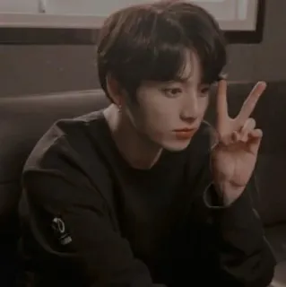 ✌️ Jeon Jung-kook kpop, jungkook, bts, idol, singer, peace sign, korean telegram sticker