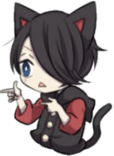 👈 Аниме, Кот, Чиби, Мультфильм, Наклейка whatsapp sticker