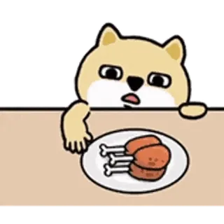 💬 perro, pollo, comida, dibujos animados, animal, lindo telegram sticker