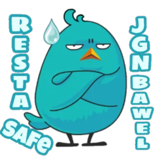 🕊 RESTA SAFE JGN BAWEL นก, สติกเกอร์, สีน้ำเงิน, การ์ตูน telegram sticker