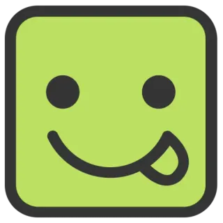 😛 Emoji, Cara, Lamiendo, Verde, Cuadrado telegram sticker