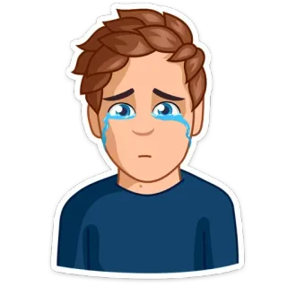 😭 crying, sad, upset, tears, emotional, cartoon, man, emoji telegram sticker