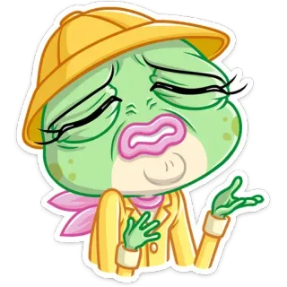 😫 frog, cartoon, sticker, safari, expression, traveler telegram sticker