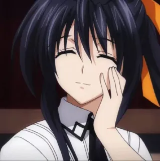 ⚡️ Akeno Himejima High School DxD Anime, Meisje, Glimlach, Zwart haar, Akeno, High School DxD telegram sticker
