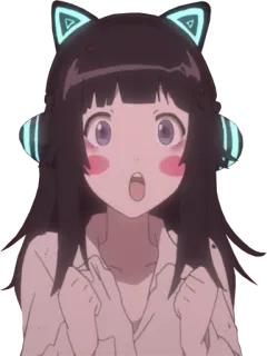 😍 Anime, Mädchen, Süß, Kopfhörer, Katzenohren telegram sticker