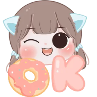 👌 OK donut, schattig, kawaii, meisje, ok, goedkeuring telegram sticker