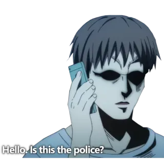 📞 Hello. Is this the police? anime, police, creepy, phone, eyes telegram sticker