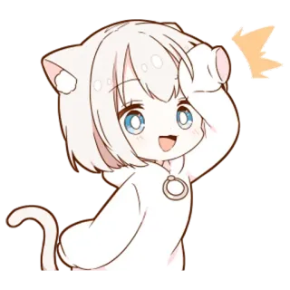 🤔 Anime, Kot, Dziewczyna, Słodkie, Kawaii telegram sticker