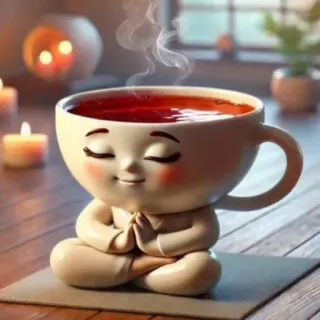 🤩 чашка, медитация, йога, дзен, чай, релаксация telegram sticker