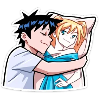 🤗 pareja, anime, romance, abrazando, dibujos animados, ilustración telegram sticker