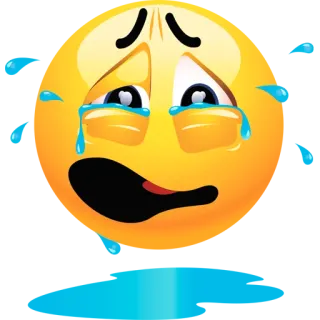 😭 Emoji, Smutny, Do góry nogami, Płaczący, Łzy, Twarz telegram sticker