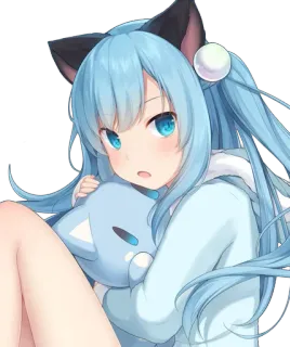 🐱 Anime, Mèo, Xanh dương, Cô gái, Kawaii, Dễ thương telegram sticker