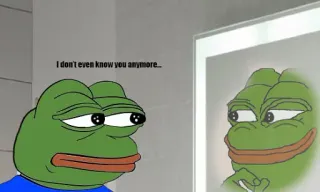👀 Pepe the Frog I don't even know you anymore... Pepe, Grenouille, Meme, Triste, Réflexion telegram sticker