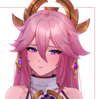 😢 Yae Miko Genshin Impact anime, girl, character, game, purple eyes, pink hair telegram sticker