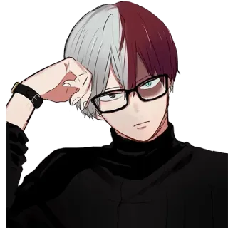 🤓 Shoto Todoroki My Hero Academia Anime, Manga, Shoto Todoroki, My Hero Academia, Kacamata, Pahlawan whatsapp sticker