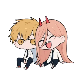 🤍 Denji and Power Chainsaw Man Anime, Mangá, Desenho animado, Chibi, Personagens, Amizade telegram sticker
