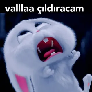 😤 valllaa çıldıracam 토끼, 화난, 좌절한, 소리치는, 흰색 whatsapp sticker
