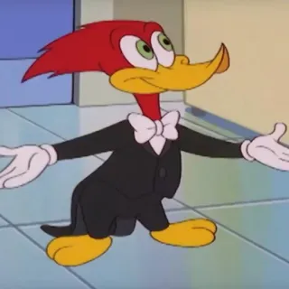 🤵 Woody Woodpecker Cartone animato, Uccello, Animato, Picchio, Smoking telegram sticker