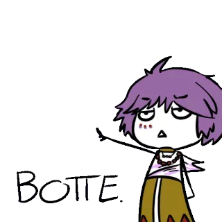 👊 BOTE การ์ตูน, ตัวละคร, ภาพประกอบ, ผมสีม่วง, ตลก whatsapp sticker