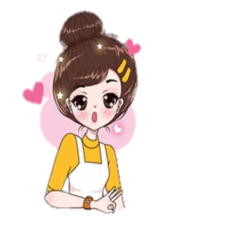 😮 Desenho animado, Anime, Garota, Fofo, Kawaii, Corações telegram sticker