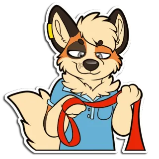 😏 furry, anthropomorphic, dog, leash, pet play, cartoon, smirk, illustration, animal, canine telegram sticker