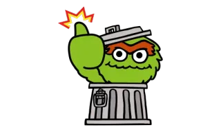 👍 Oscar the Grouch Sesame Street ออสการ์, เซซามีสตรีท, ถังขยะ, สีเขียว, คนขี้บ่น telegram sticker