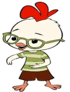😏 Chicken Little Cartoon, Tier, Brille, Huhn, Animiert, Figur telegram sticker