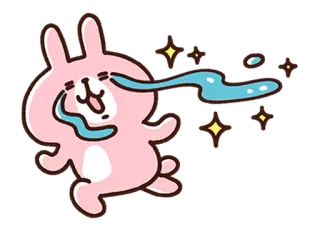 😭 rabbit, pink, sparkles, cute, cartoon, character, kawaii whatsapp sticker