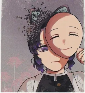 🦋 Shinobu Kocho Demon Slayer Anime, Mangá, Demon Slayer, Shinobu Kocho, Personagem, Máscara, Triste, Personagem de anime whatsapp sticker