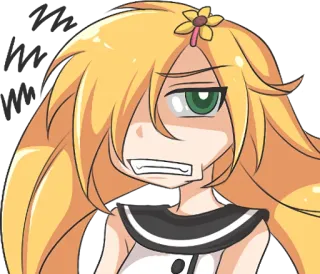 😖 anime, ragazza, cartone animato, personaggio, espressione, preoccupata, nervoso whatsapp sticker