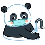 🧼 แพนด้า, ล้างมือ, สุขอนามัย, สุขภาพ, การ์ตูน, ฆ่าเชื้อ, การป้องกัน telegram sticker