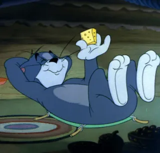 😋 Tom Cat Tom and Jerry кот, мультфильм, сыр, расслабленный, гамак whatsapp sticker