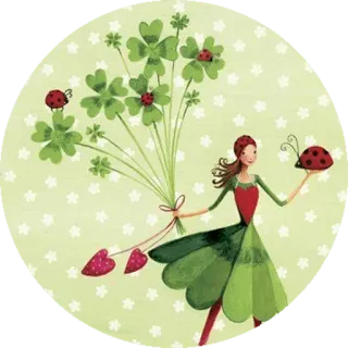 ☘ 三叶草, 瓢虫, 仙女, 幸运, 爱心, 绿色, 女孩 telegram sticker