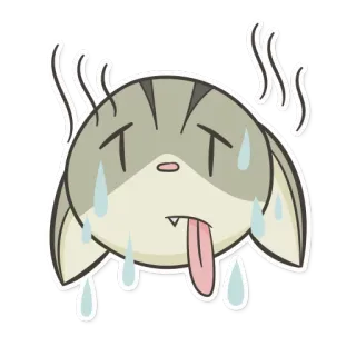 😥 chat, sueur, épuisé, fatigué, dessin animé, mignon whatsapp sticker