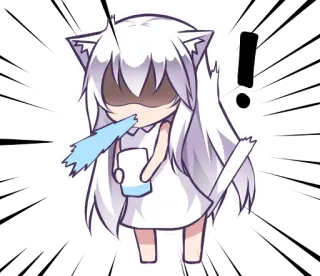 🥛 anime, cat girl, chibi, reaction, surprised telegram sticker