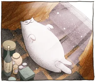 ✨ 猫, かわいい, 睡眠, 怠惰, リラックス, イラスト telegram sticker