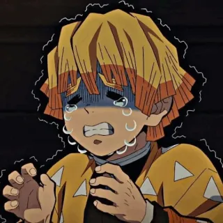 👺 Zenitsu Agatsuma Demon Slayer 애니메이션, 귀멸의 칼날, 젠이츠, 우는, 슬픈, 무서워하는 telegram sticker