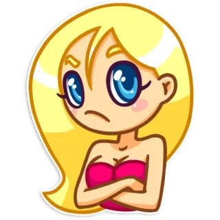 😕 cartoon, woman, blonde, angry, cute, sticker telegram sticker
