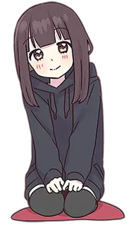 😊 anime, girl, hoodie, kawaii, cute, sitting telegram sticker