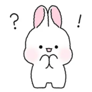 🐇 lapin, mignon, question, exclamation, adorable, dessin animé, cartoon telegram sticker