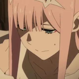 🍢 Zero Two Darling in the Franxx อนิเมะ, Zero Two, Darling in the Franxx, ผมสีชมพู, สาวอนิเมะ, ตัวละคร telegram sticker