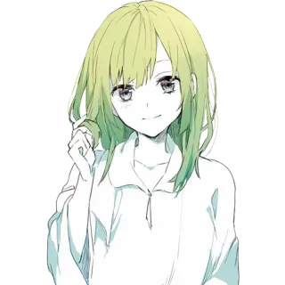 😊 Anime Mädchen, grüne Haare, süß, Aufkleber, Cartoon, Illustration telegram sticker