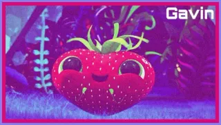 🌸 Gavin truskawka, owoc, uroczy, kreskówka whatsapp sticker