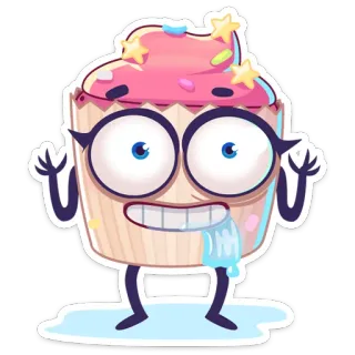 🤤 纸杯蛋糕, 卡通, 甜点, 甜, 人物 telegram sticker