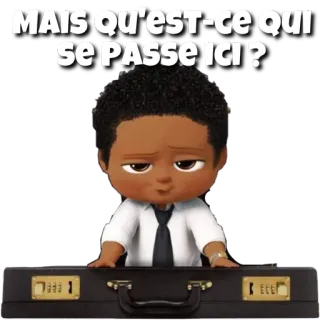 🦔 MAIS QU'EST-CE QUI se PASSE ICI ? O Poderoso Chefinho, Desenho animado, Animação, Pergunta, Confusão telegram sticker