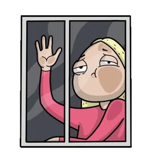 🪟 window, sad, woman, bored, waiting, cartoon telegram sticker