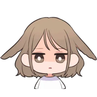 🤨 Чиби, Милый, Скучающий, Девушка, Нейтральное выражение telegram sticker