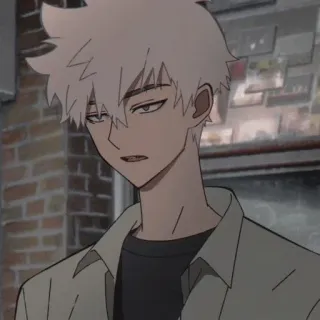 🌊 Anime, Personagem, Homem, Cabelo branco, Casual telegram sticker